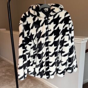 H&M Black and White Teddy Jacket